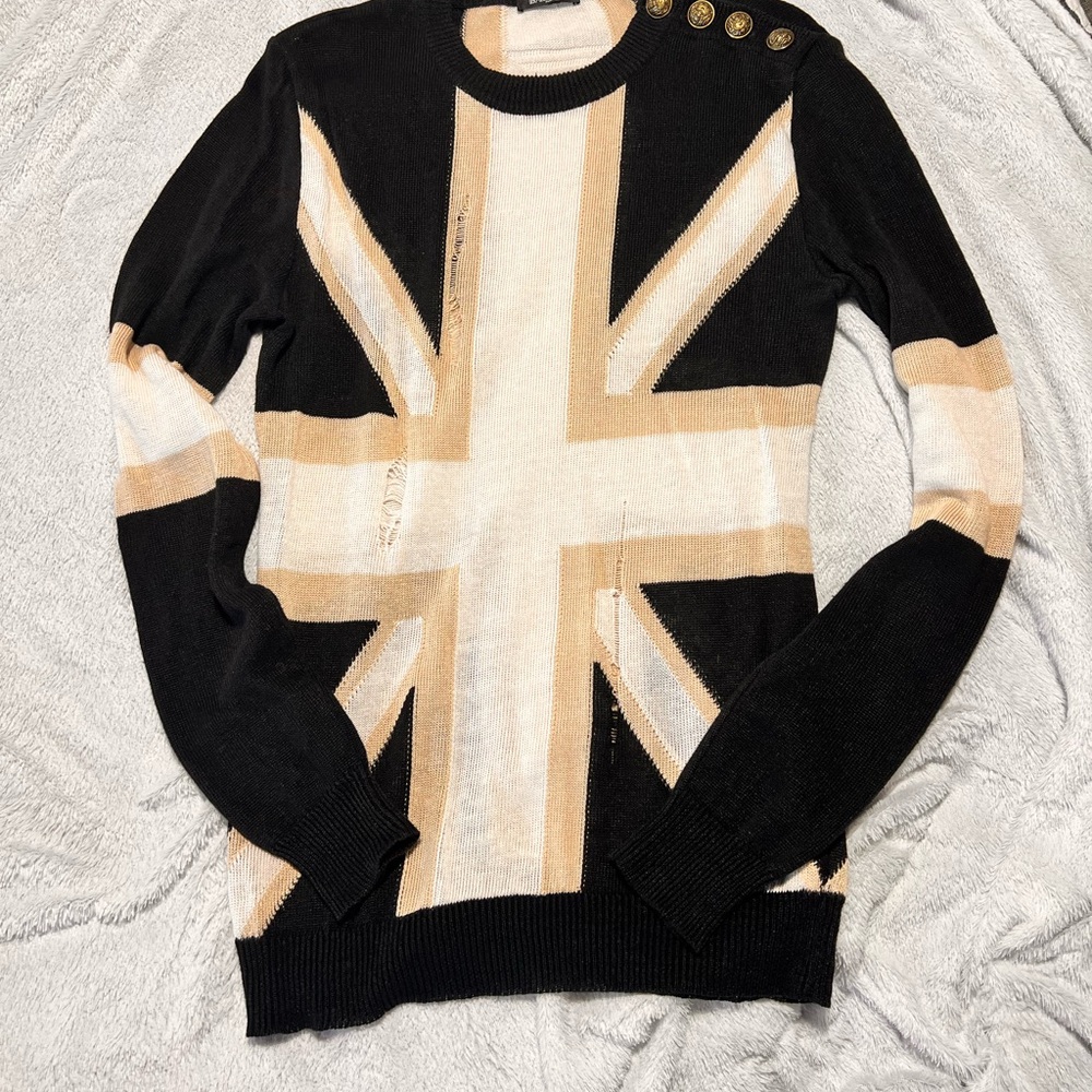 Balmain cream, beige, black sweater